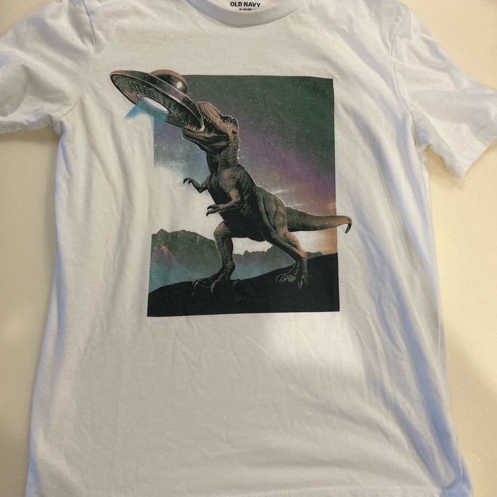 Old Navy White Dinosaur Graphic Tee